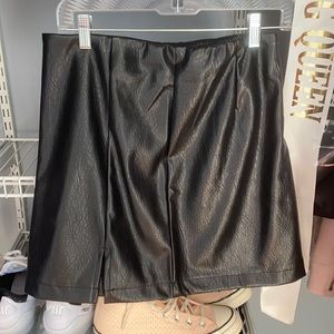 Leather skirt with slit